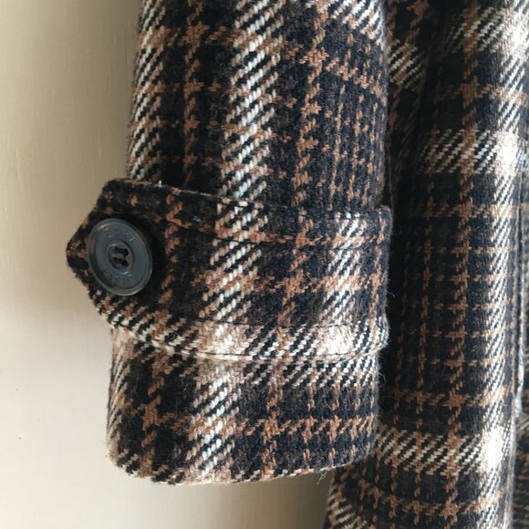 Zara Long Plaid Houndstooth Double Breasted Trench Jacket - Picture 6 of 16